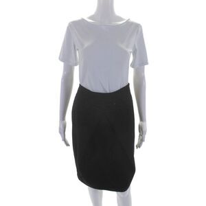 Salvatore Ferragamo Womens Textured Pleated Lined Zip Pencil Skirt Black Size EU